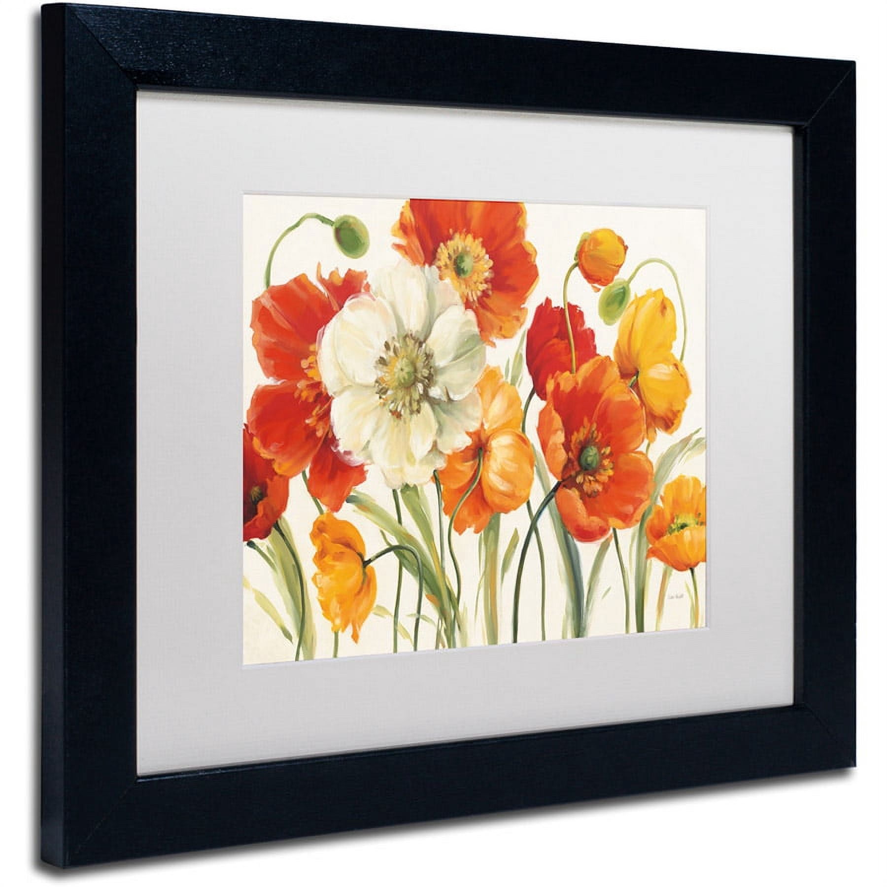 Trademark Fine Art "Poppies Melody I" Canvas Art by Lisa Audit, White Matte, Black Frame