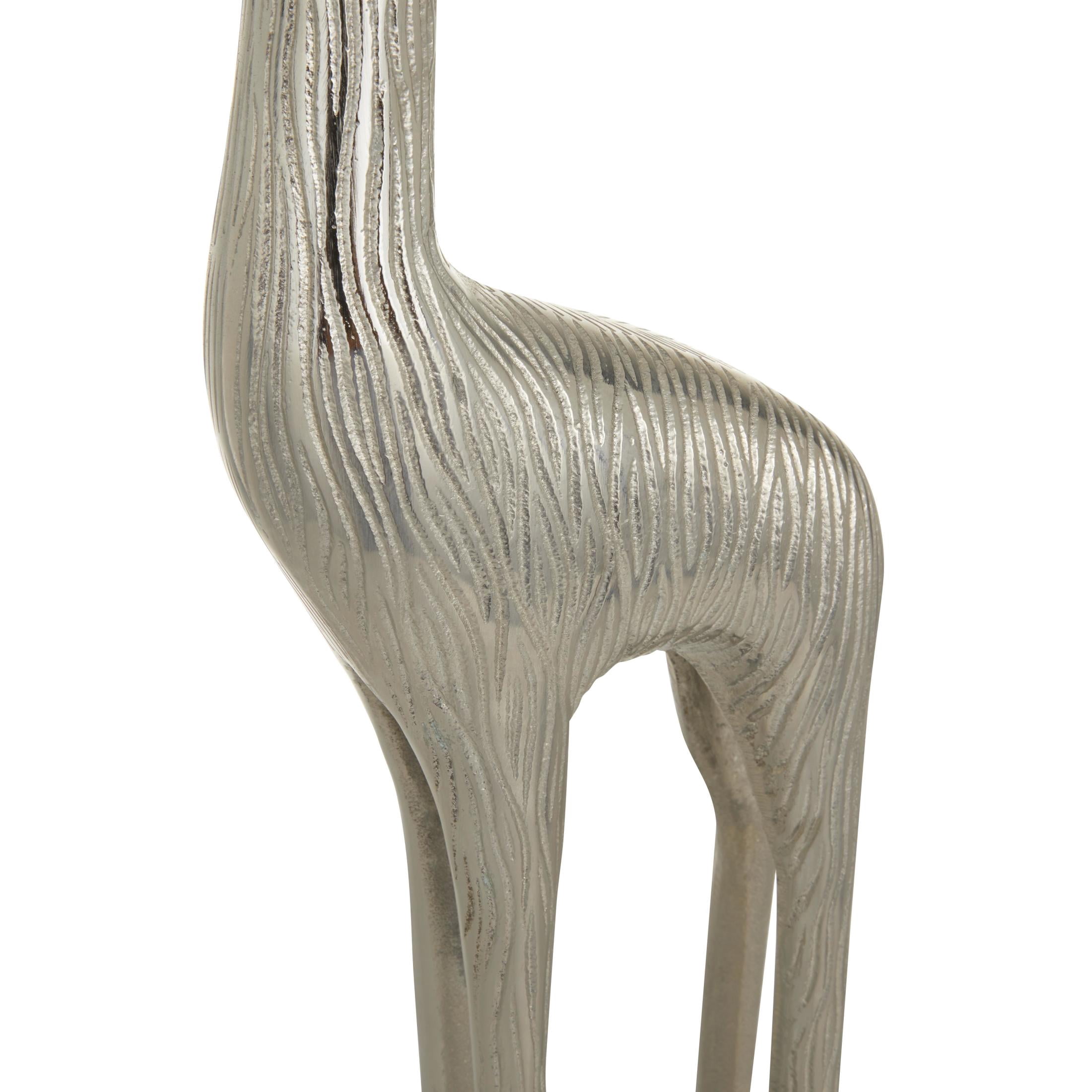 27", 25"H Silver Aluminum Metal Giraffe Sculpture, by DecMode (2 Count)