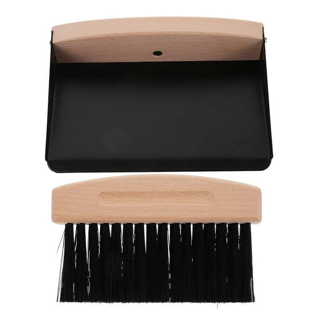 Compact Mini Broom and Dustpan Set with Beech Wood Handle Multi Purpose Nylon Brush for Home, Office, Car, and Pet Cleaning