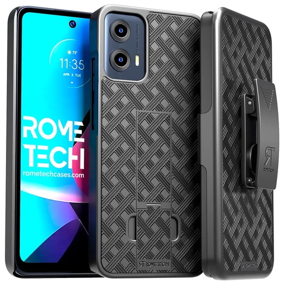 Rome Tech Slim Case with Belt Clip for Motorola Moto G Power 5G, Black