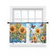 thumbnail image 6 of Summer Yellow Sunflower Sheer Curtains for Living Room Bedroom Daisy Wildflower Pastoral Sheer Curtains 45 Inch Long 2 Panels Set Light Filtering Curtain Window Treatments Drapes for Dining Room, 6 of 6