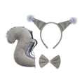 thumbnail image 2 of Kit de disfraz de cola de animal, diadema de cosplay para festival, escenario, cumpleaños gris, 2 of 8