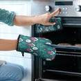 thumbnail image 2 of Dark Teal Christmas Village Pattern Kitchen Oven Mitt and Pot Holder Sets 2 Pcs for Baking, Cooking and Grilling, Heat Resistant Up To 392 °F, 2 of 7