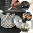 thumbnail image 4 of Yayeee Ashtray with Lid for Cigarette Smokeless Stainless Steel Home Ash Holder, Colorful Art Pattern, 4 of 7