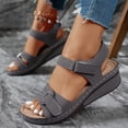 thumbnail image 3 of Orthopedic Sandals for Women Comfortable Low Wedges Breathable Footbed Arch Support Walking Shoes with Adjustable Strap Grey Size 7, 3 of 6