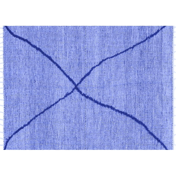 Ahgly Company Machine Washable Indoor Rectangle Abstract Blue Modern Area Rugs, 7' x 10'