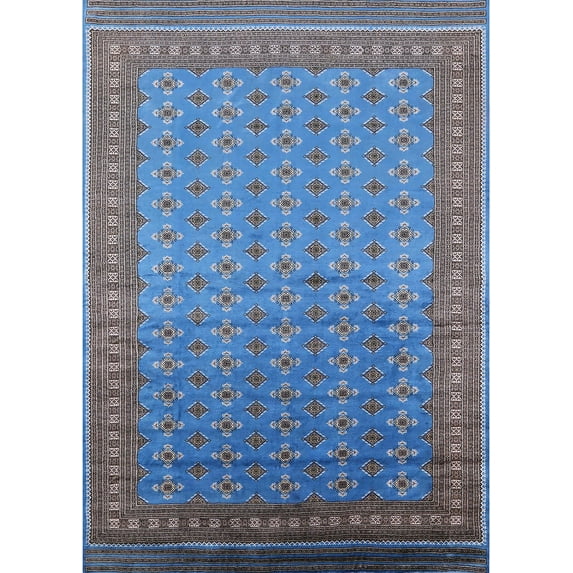 Ahgly Company Indoor Rectangle Mid-Century Modern Iceberg Blue Area Rugs, 2' x 4'