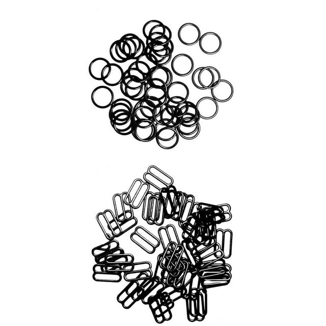 Ajustador de correa de sujetador negro de 200 piezas, s en O de 15 mm, 8 para manualidades de costura de lencería Macarena O Anillos Sujetador STRUP AJUSTADOR