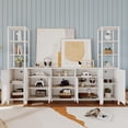 thumbnail image 6 of Farmhouse TV Stand for 70 Inch TVs, Entertainment Center with Bookshelves, Media Console TV Stands with Storage Cabinet and Adjustable Shelves for Living Room Bedroom Home, White, 6 of 7