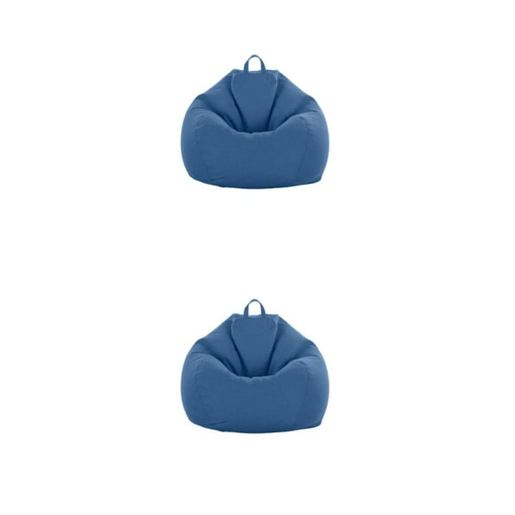 Decodeary Enhance Living Room Decor Lazy Sofas Chair Cover Stylish Puff Sofa Chair Bag blue 2Set