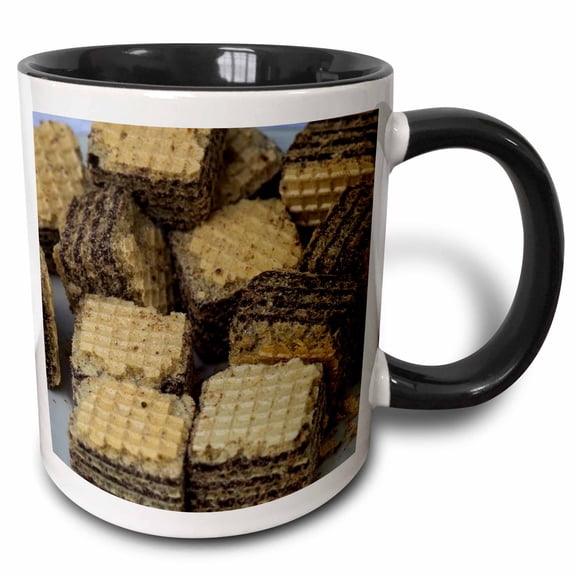 3drose, Lumps of Chocolate Wafers. Closeup View. Sweet Treats. Tea Time, 11oz Two-tone Black Mug