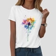 thumbnail image 2 of GEWSEY Womens Cute Make A Wish Dandelion Printed Tee Shirts Summer Cotton Vintage Graphic Tees Tops (White, S), 2 of 8