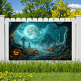 thumbnail image 3 of Spooky Design Halloween Banner Full Moon Graveyard Jack-o'-Lantern Atmospheric Scene for Halloween Party Outdoor Indoor Decoration, 3 of 9