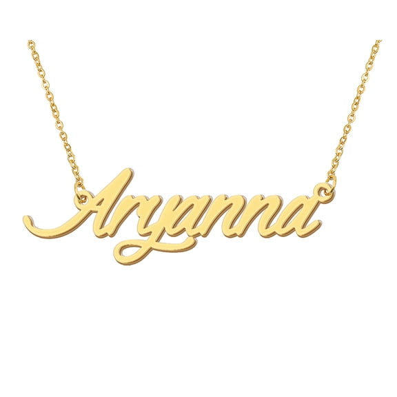 HUAN XUN 18k Gold Plated Aryanna Name Necklace Stainless Steel Nameplate Necklaces for Womens Mens Mother Day Christmas Jewelry Gift