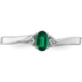 thumbnail image 5 of Sterling Silver Rhod-Plated Created Emerald/Diamond Birthstone Ring (Size 6) Made In India qbr25may-6, 5 of 5