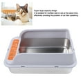 thumbnail image 3 of Stainless Steel Cat Litter Box, Open Top Litter Box Tray High Fence Litter Pan Tray Cat Toilet Splash Proof Poop Box with Scoop for Kitty Kitten, 3 of 7