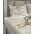 thumbnail image 4 of Ambesonne Anchor Fitted & Top Sheet Set with Shams, Navy Summer Holiday, Brown Cream, 4 of 5