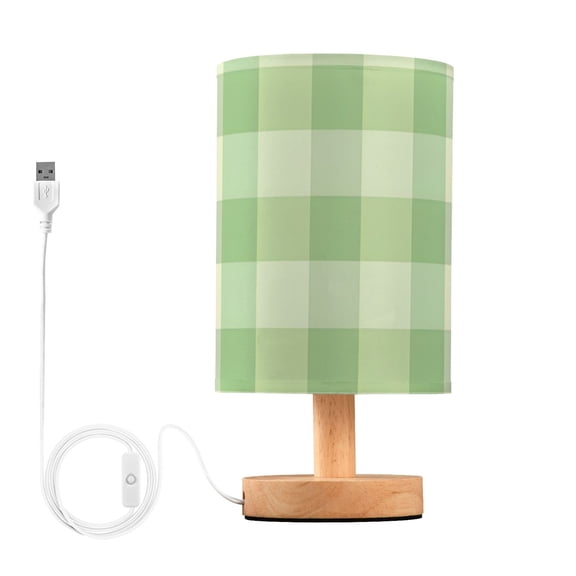 Green Checkered Pattern Table Lamp with USB Port LED Warm Light Lamp Night Light Home Decor