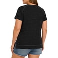 thumbnail image 4 of LANREMON Summer Short Sleeve T Shirts for Women Plus Size Casual Crew Neck Tshirts Side Split Oversized Tunic Tops Black Blouse 26 Plus, 4 of 5