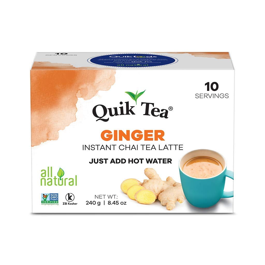 QuikTea Ginger Chai Tea Latte - 20 Count - All Natural Preservative Free Authentic Chai from Assam & Darjeeling