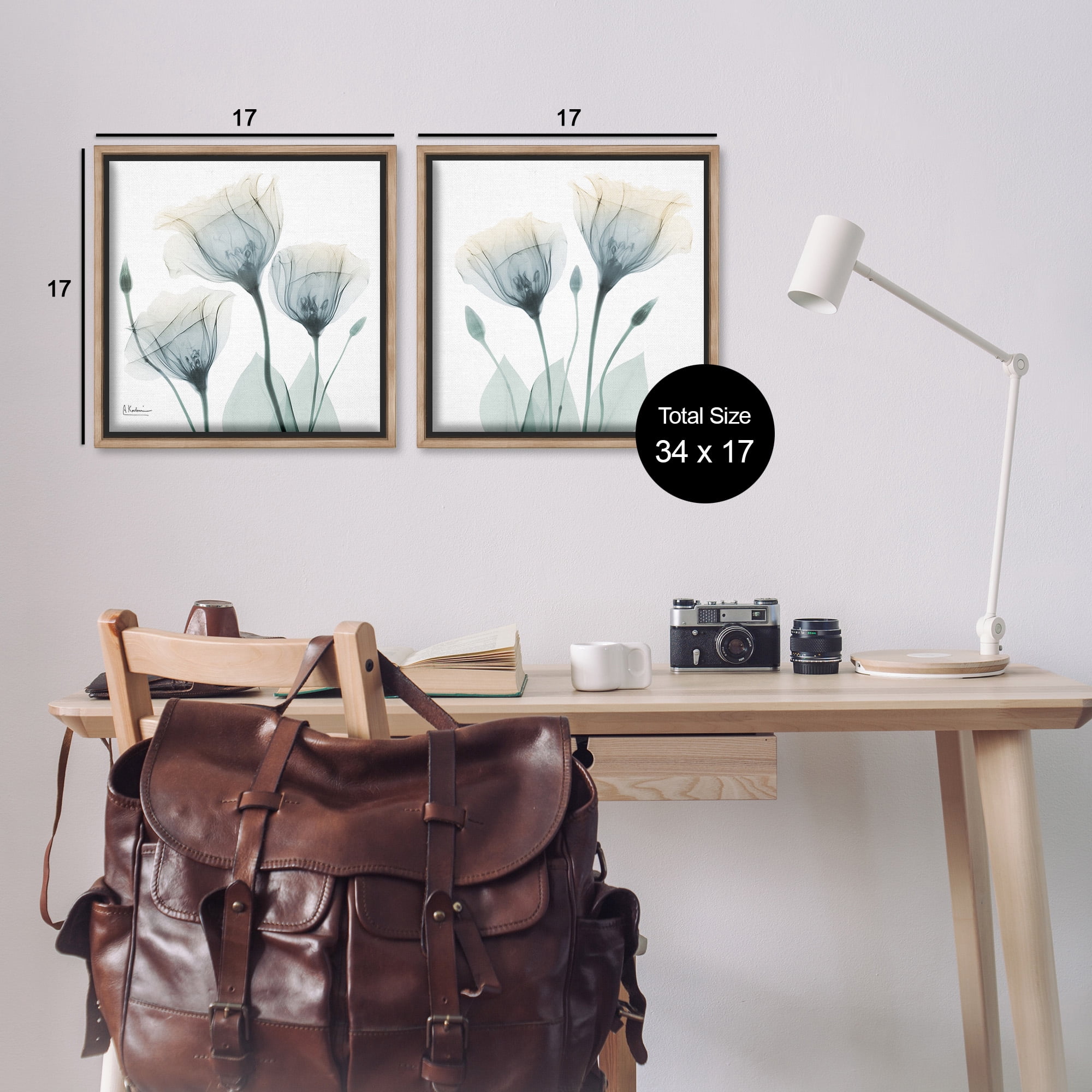 Stupell Industries Budding Opaque Tulips Botanical & Floral Photography Brown Floater Framed Canvas Art Print Wall Art, 18 x 18, Set of 2