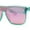 Green - Fuchsia Mirror, variant on Polarized Pop Color Mirror Shield Horn Rim Oversize Sunglasses Green - Fuchsia Mirror