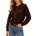 thumbnail image 2 of Xdegoge Crop Cardigan for Women Long Sleeve Button Down Pointelle Hollow Out Lightweight Knit Sweater Casual Cozy Fall Outerwear, 2 of 6