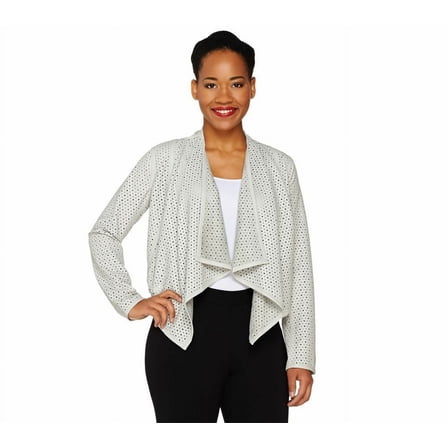 G.I.L.I. Faux Leather Open Front Perforated Jacket Reg 8