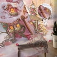thumbnail image 5 of Pink Christmas Sheer Curtains 63 Inches Length 2 Panels Set, Window Sheer Curtains for Living Room/Bedroom, Snowflake Watercolor Xmas Tree Light Filtering Rod Pocket Curtain 52'' x 63'' x 2, 5 of 7