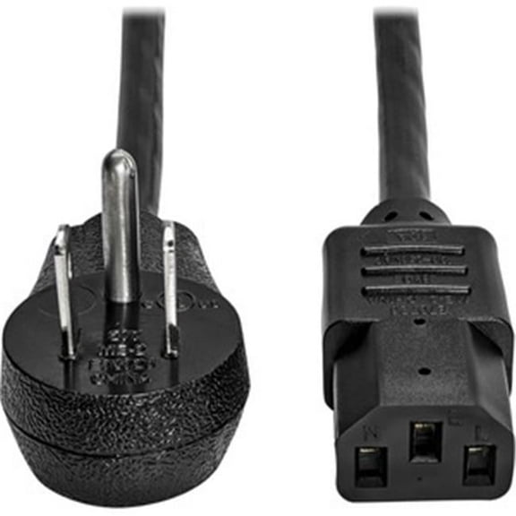 15A 125V 14AWG Computer Power Cord Right-Angle 5-15P to C13 - Black - 3 ft.