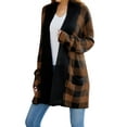 thumbnail image 4 of ZXSXSY Women Plaid Printed Open Front Pockets Long Sleeve Winter Sweater Cardigan, 4 of 8