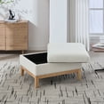 thumbnail image 4 of 33.86"W Upholstered Wood Base Storage Ottoman With Reversible Lid Coffee Table, Foot Stool Square Footrest with Rubberwood Legs for Living Room Bedroom Entryway and Office, Ivory Boucle., 4 of 6