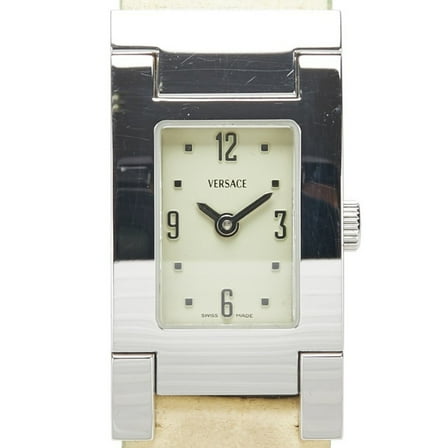 Pre-Owned Versace ASQ99 Quartz Watch, Green Dial, Stainless Steel, Leather, Women's (Good)