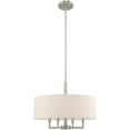 thumbnail image 2 of 4 Light Brushed Nickel Pendant Chandelier with Hand Crafted Oatmeal Fabric Hardback Shade, 2 of 4