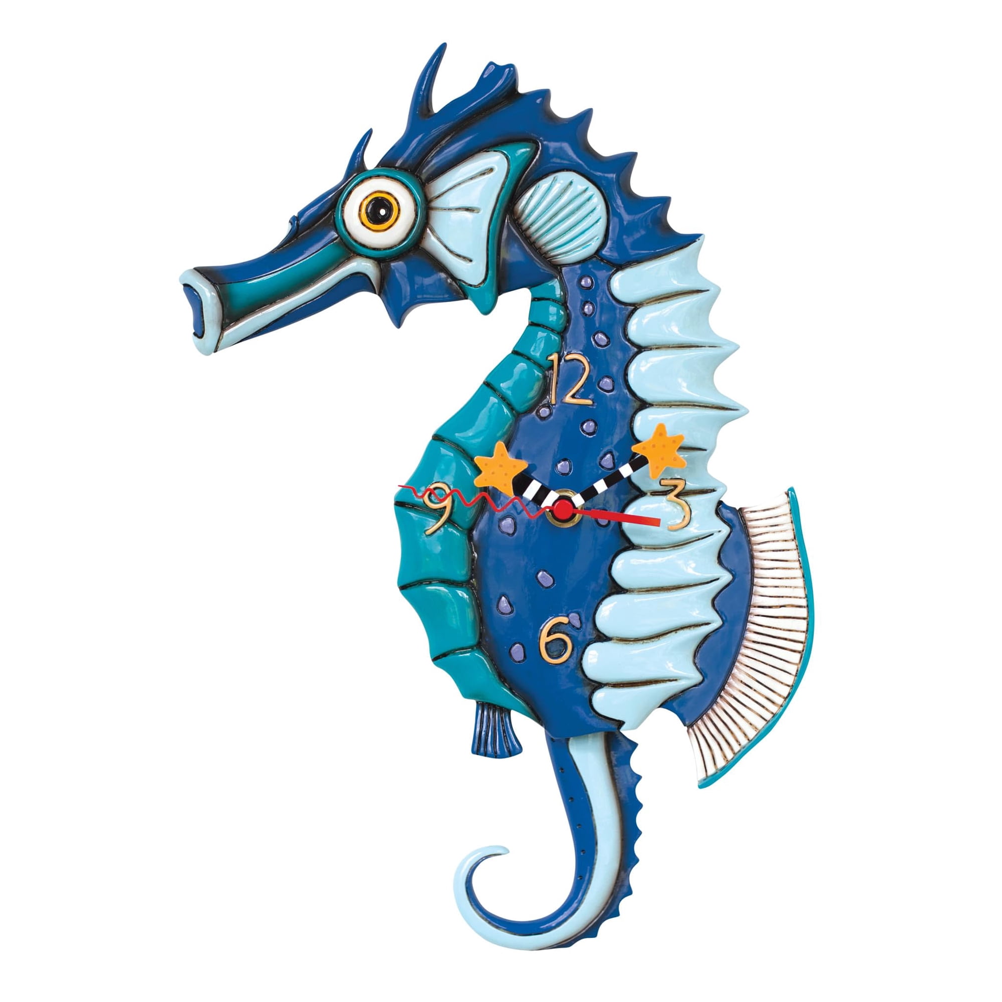 Allen Designs Salty Seahorse Blue Pendulum Wall Clock