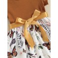 thumbnail image 6 of Suealasg Little Girls Summer Clothes Set 4T 5T 6T 7T Kids Girls Fly Sleeve Ribbed Butterfly Print Dress + Solid Color Belt Set 2Pcs Casual Beach Outfits for Child Girls, 6 of 7
