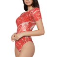 thumbnail image 2 of Gaeub Beef Steaks Women'S Short Sleeve One Piece Swimsuit Sexy High-Waisted Bodysuit For Swimming, Beach, Sports - Xx-Large, 2 of 9