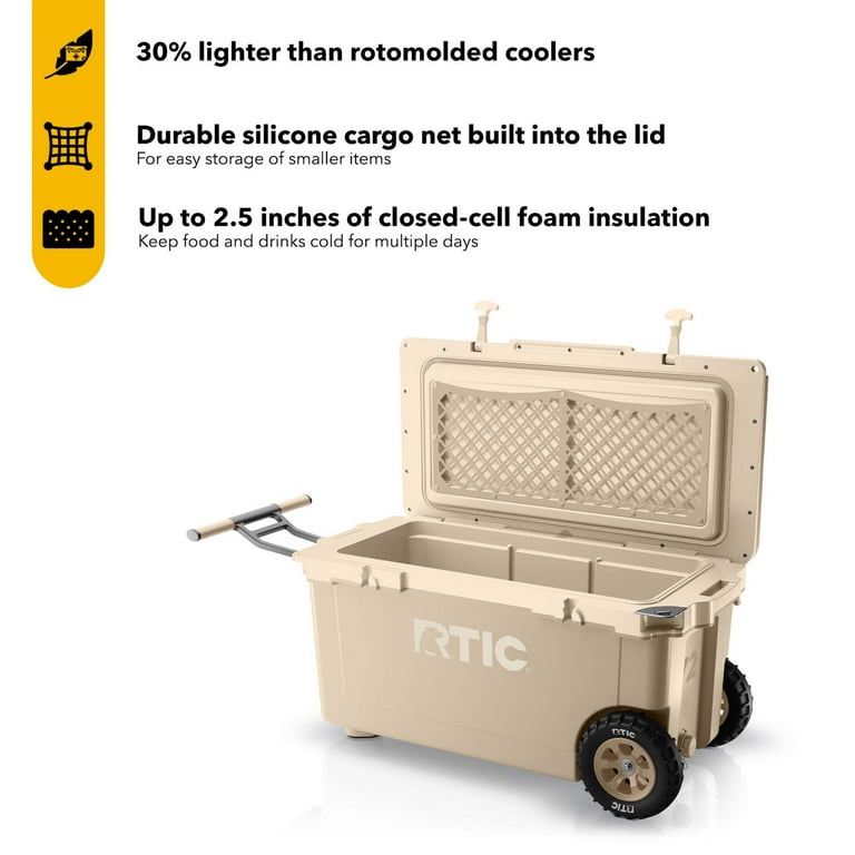 RTIC 72 QT Ultra-Light Wheeled Hard-Sided Ice Chest Cooler, Fits