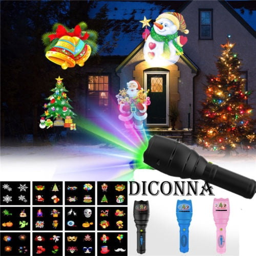 LED OceanWave Christmas Halloween Projector2-in-1 Lights Moving Patterns Xmas OutdoorIndoor Waterproof RemoteControl LightsMultiColor Lamp Decorative for Party RotatingEffect 16Slides 10Colors 