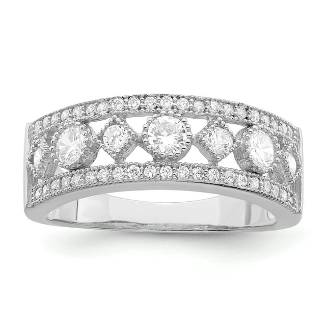 925 Sterling Silver 45 Stone Cubic Zirconia Cz Ring Engagement Side