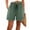 Dark Green, variant on Womens Elastic High Waisted Drawstring Loose‑Fit Casual Shorts Lightweight Summer Cuffed Hem Relaxed Shorts with Side Pockets Black M