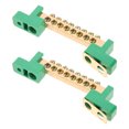 thumbnail image 1 of OULII 2Pcs Durable Copper Ground Bus Bar Kit with 6 Terminal Positions for Industrial Electrical Power Distribution, 1 of 8