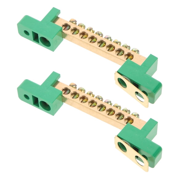 OULII 2Pcs Durable Copper Ground Bus Bar Kit with 6 Terminal Positions for Industrial Electrical Power Distribution