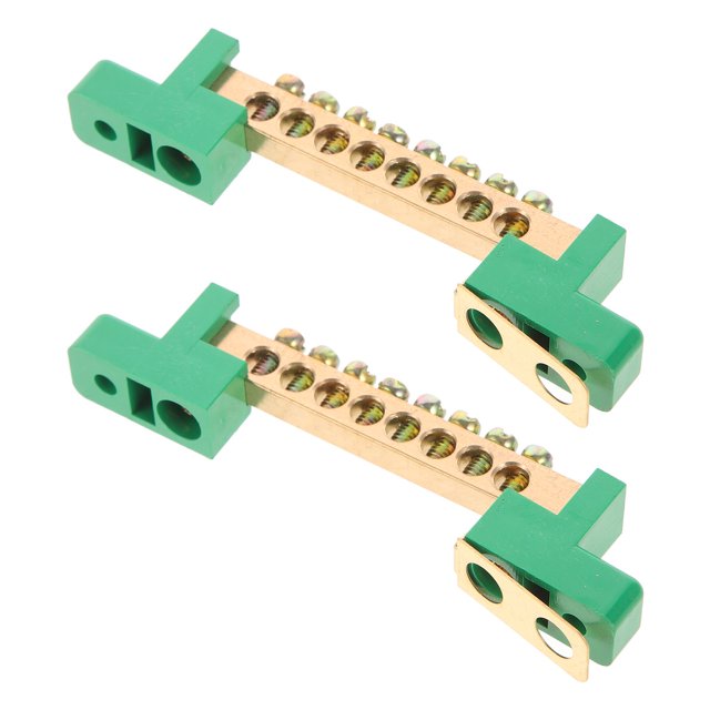OULII 2Pcs Durable Copper Ground Bus Bar Kit with 6 Terminal Positions for Industrial Electrical Power Distribution