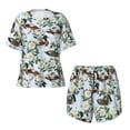 thumbnail image 4 of Lsque Mallard Ducks And Roses Women's Short-Sleeved Pajama Set - 2 Piece Soft and Lightweight Sleepwear Set-X-Large, 4 of 9
