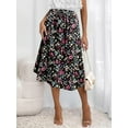 thumbnail image 5 of KISSMODA Womens Skirt Midi High Waist A-Line Casual Floral Print Trendy Bohemia Work Elegant with Pockets, 5 of 6