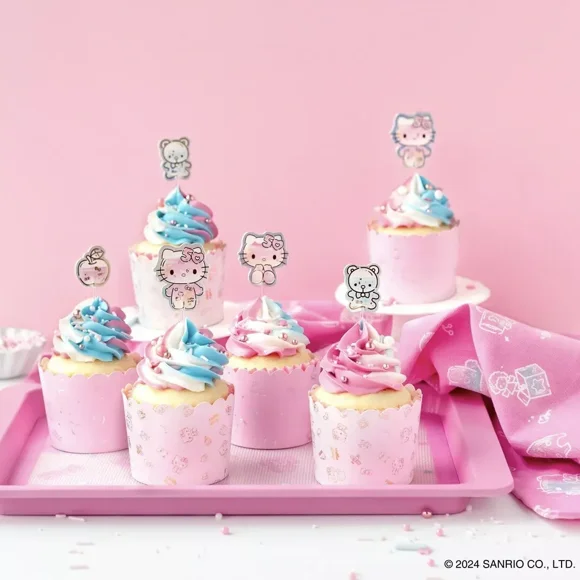 Hello Kitty Cupcake Party Set 50th Anniversary Sanrio Cups Toppers 36pcs NEW