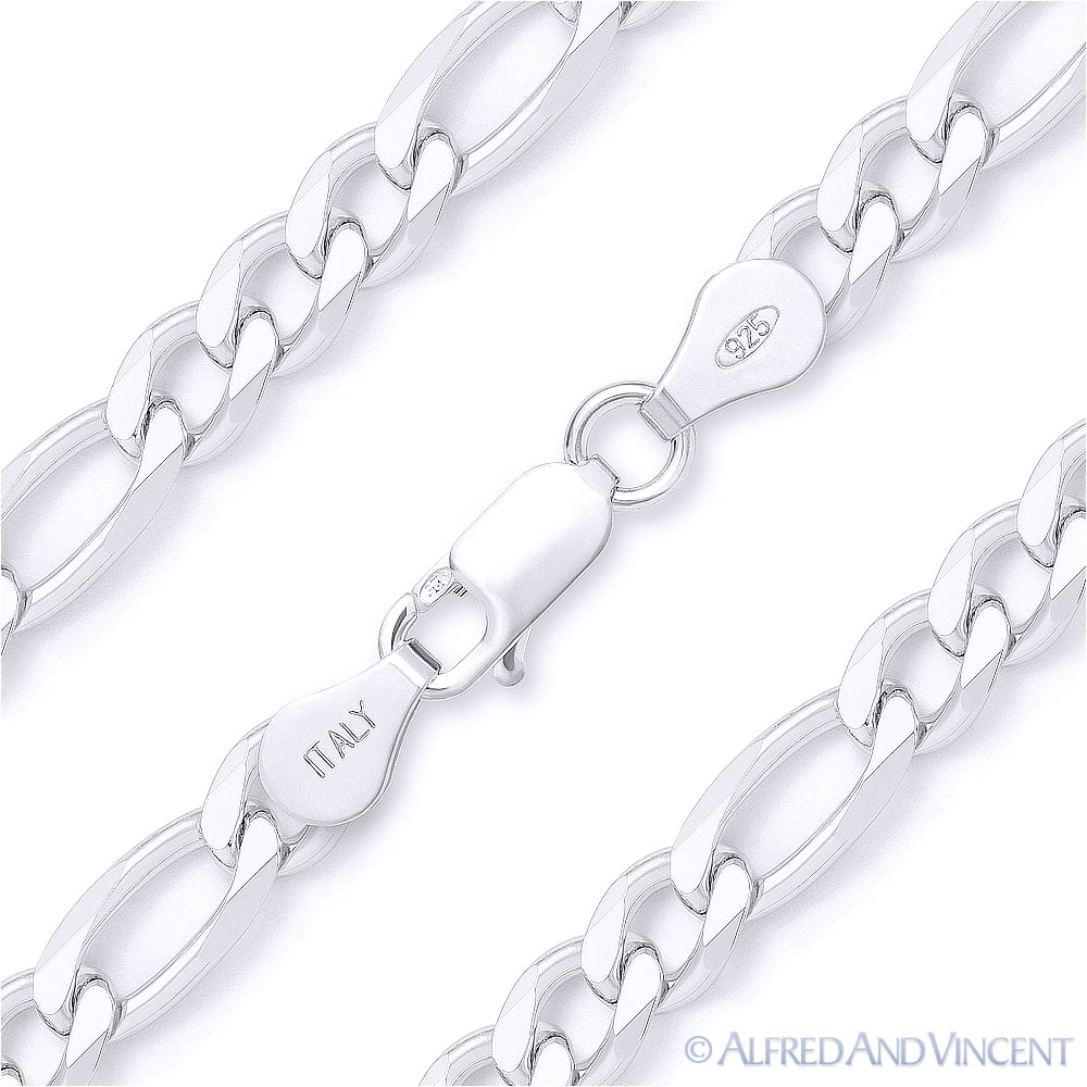 5.5mm Figaro / Figaroa Link Italian Chain Bracelet in Solid .925