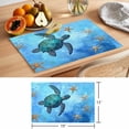 thumbnail image 6 of Turtle Blue Placemats Set of 4 Coastal Ocean Retro Starfish Sea Place Mats Indoor Wipeable Table Mats Washable Cloth Dining Table Placemats for Kitchen Holiday Party Home Decor 13x19 Inch, 6 of 9