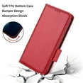 thumbnail image 5 of Wallet Case for iPhone 14 Pro 6.1 Inch, Soft Silicone Lychee Pattern PU Leather Shockproof Flip Cover with Card Slots Holder Magnetic Clasp Lock Drop Resistant Kickstand Phone Case,Red, 5 of 5
